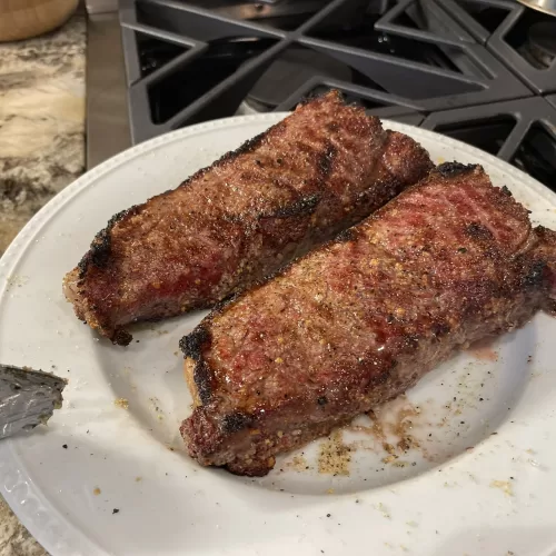 Traeger Smoked New York Strip Steaks