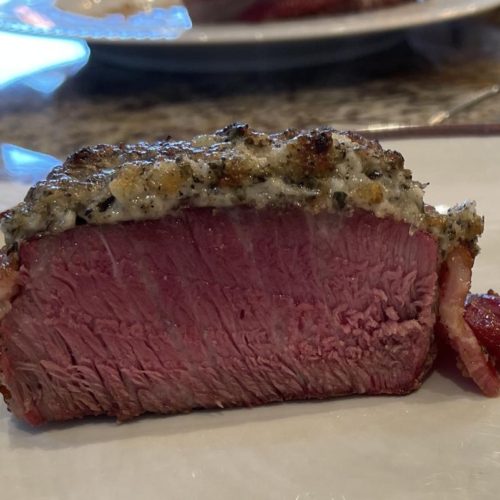 Bacon-wrapped Parmesan Garlic Crusted Tenderloin